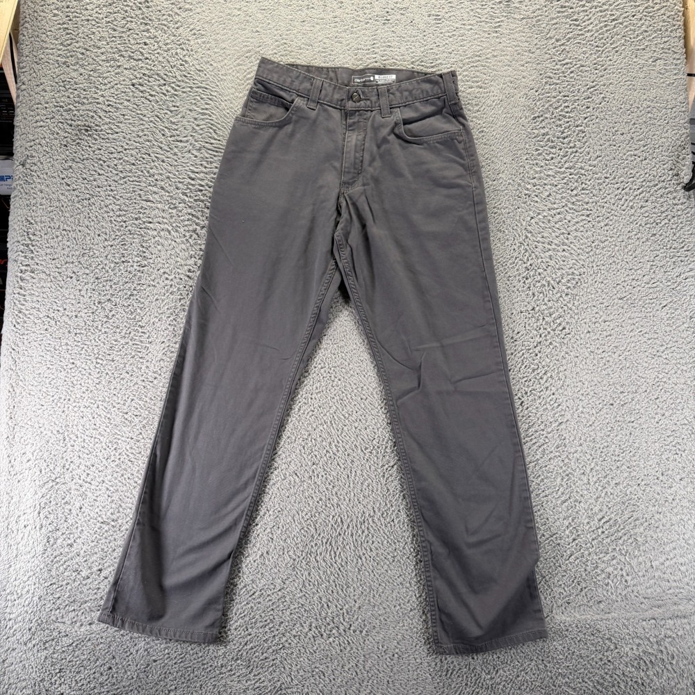 Carhartt Rugged Flex Rigby Pant Mens 30x32 Gray Cotton Canvas Khakis Relaxed Fit